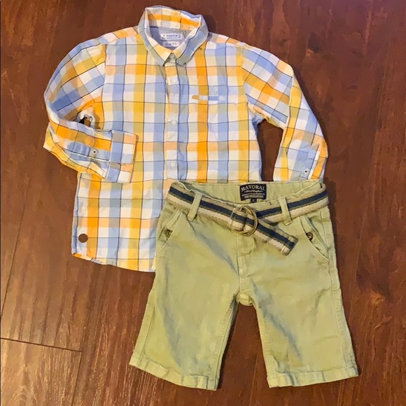 Mayoral Other - Mayoral Shorts and Plaid shirt Boy’s size 3 T